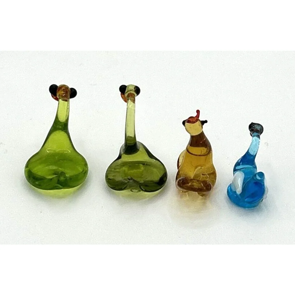 Vintage Blown Glass Miniature Swan Figurines Set of 4 SKU PB197‎
